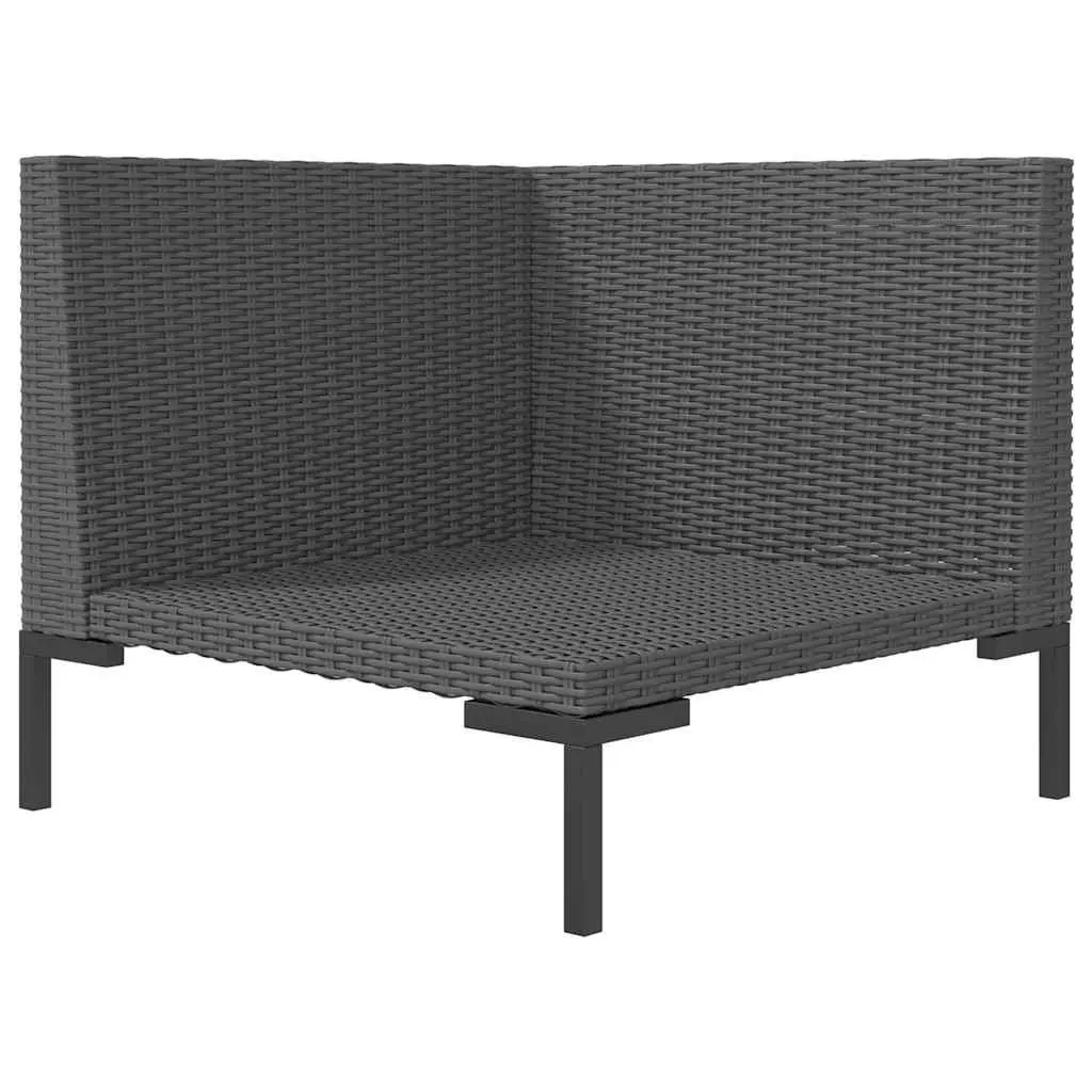 Outdoor Sectional Sofa Grey Half Round Poly Rattan Weather Resistant with Removable Cushions