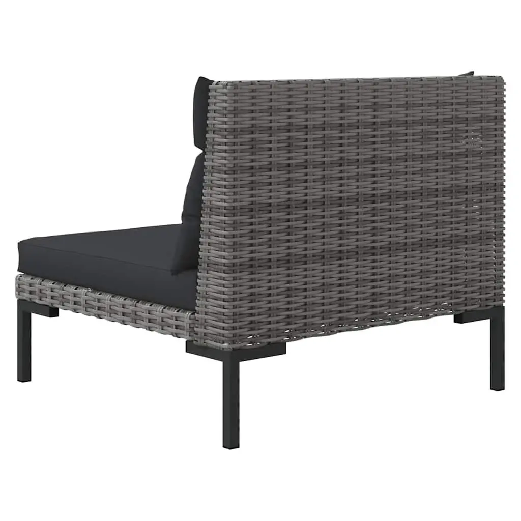 Outdoor Sectional Sofa Set Grey 3 Piece Removable Cushions Poly Rattan Garden Seating