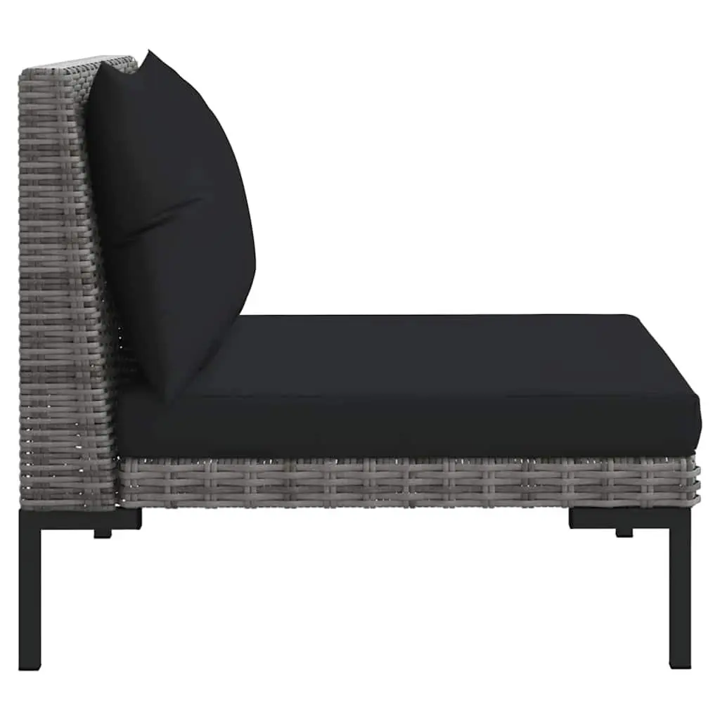 Outdoor Sectional Sofa Set Grey 3 Piece Removable Cushions Poly Rattan Garden Seating