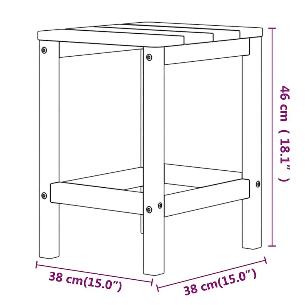 Adirondack Garden Side Table Outdoor Patio Furniture White 38x38x46cm