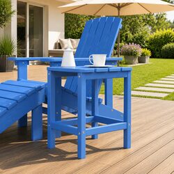 Compact Blue Adirondack Side Table for Outdoors
