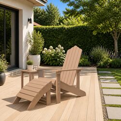 Comfortable Brown Adirondack Chair with Footstool