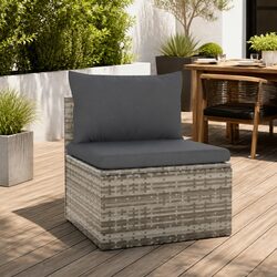 Compact Garden Middle Sofa with Storage - Grey