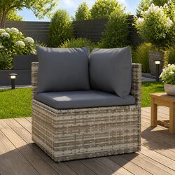 Concise Grey Poly Rattan Garden Corner Sofa with Storage