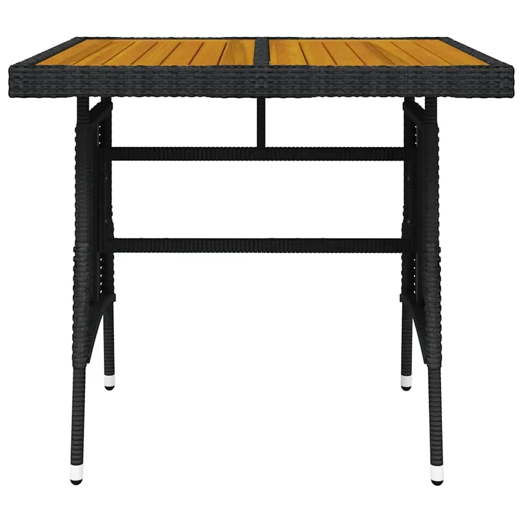 Garden Dining Table Black 70x70x72cm Outdoor Patio Furniture Acacia Wood Rattan