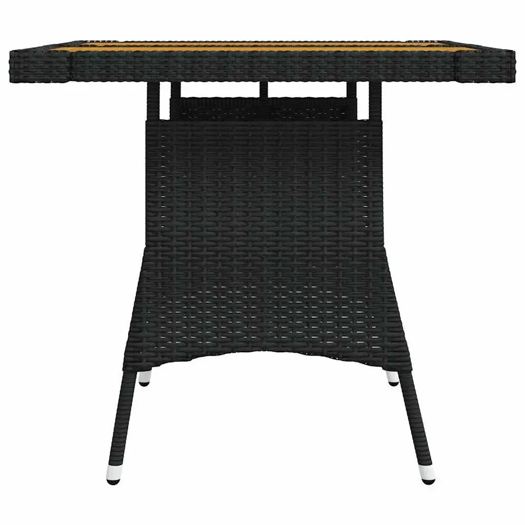 Garden Dining Table Black 70x70x72cm Outdoor Patio Furniture Acacia Wood Rattan