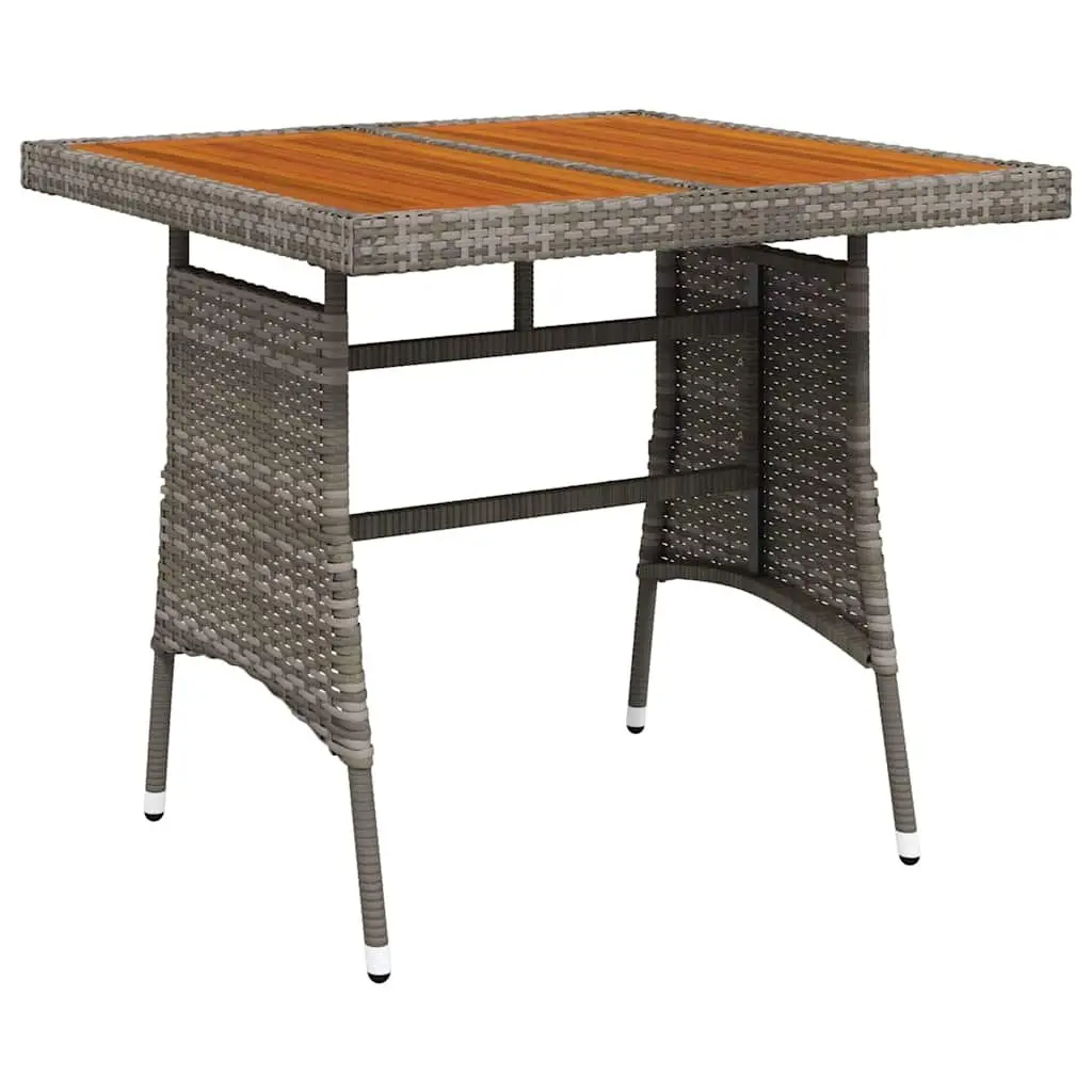 Garden Table Grey Outdoor Dining Patio Furniture Poly Rattan Acacia Wood