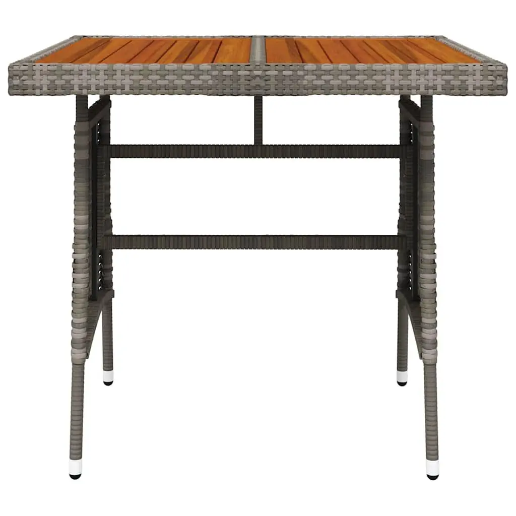 Garden Table Grey Outdoor Dining Patio Furniture Poly Rattan Acacia Wood