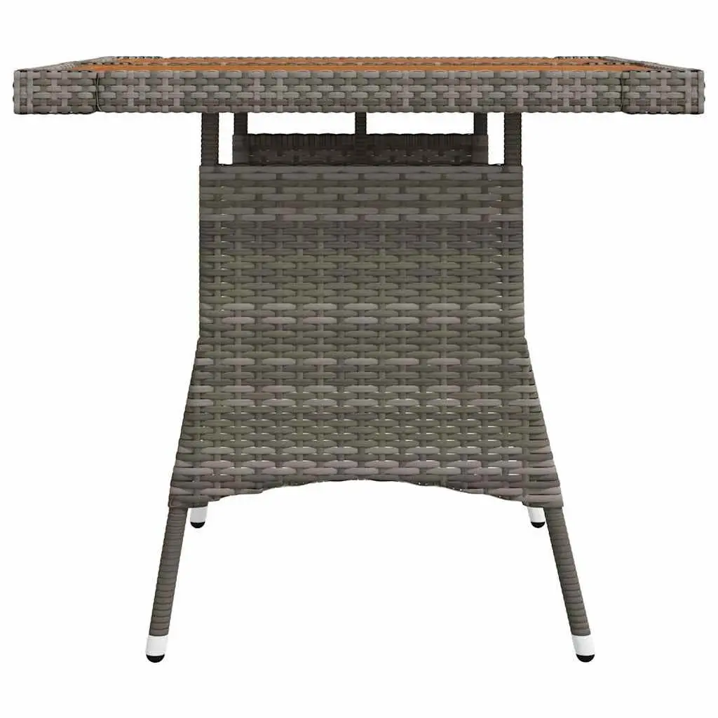 Garden Table Grey Outdoor Dining Patio Furniture Poly Rattan Acacia Wood