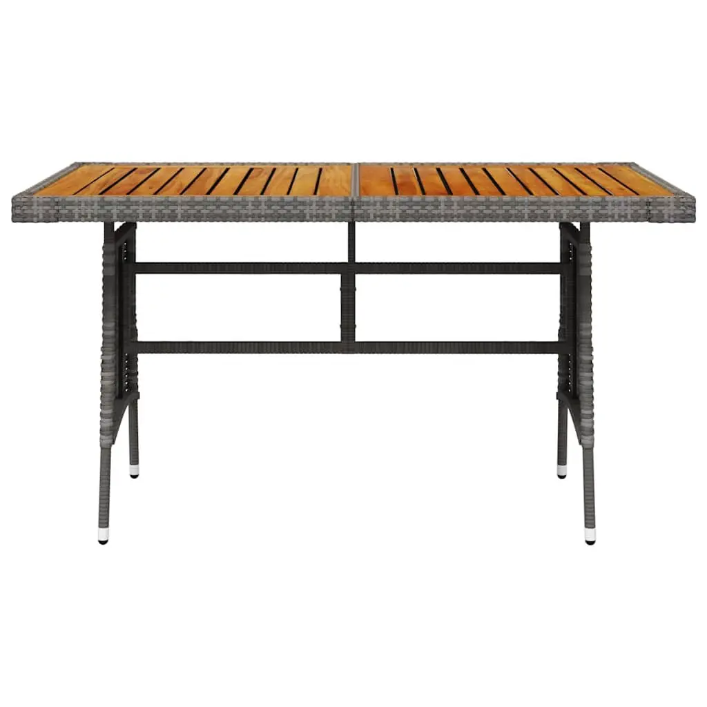 Garden Dining Table Grey 130x70x72cm Outdoor Patio Furniture with Rattan