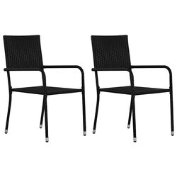 Concise Stackable Black Chairs for Outdoor Use