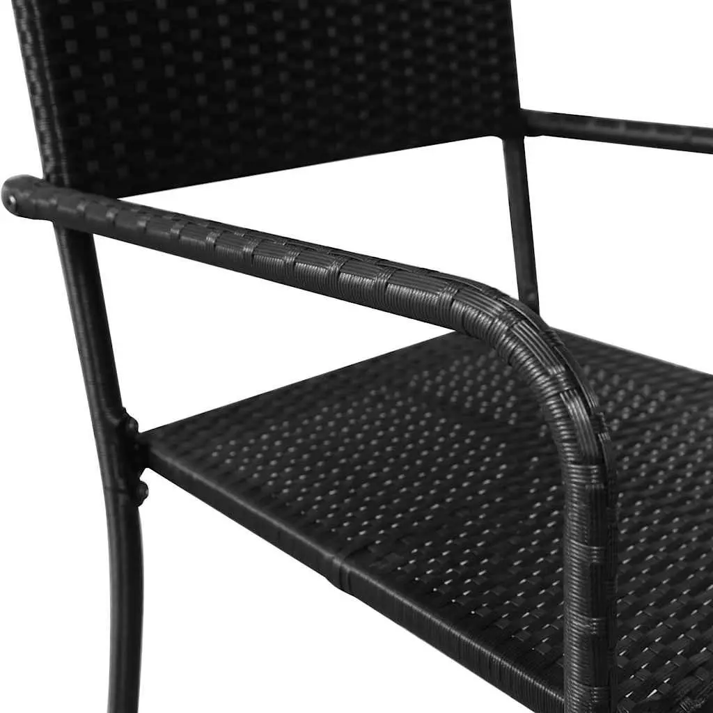 Outdoor Dining Chairs 4 pcs Stackable Garden Seating Black Rattan Style