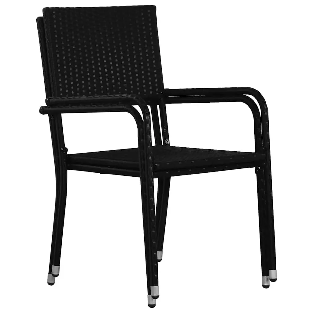Outdoor Dining Chairs 4 pcs Stackable Garden Seating Black Rattan Style