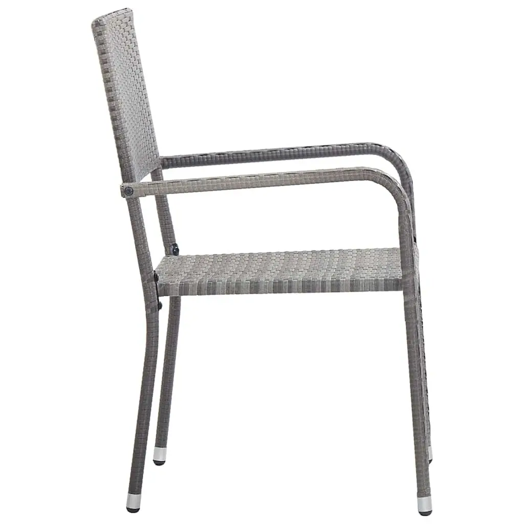 Outdoor Dining Chairs 4 pcs Stackable Garden Patio Seating Grey Poly Rattan