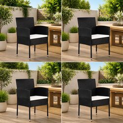 Outdoor Chairs Set of 4 in Black for Relaxation