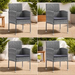 Set of 4 Grey Outdoor Chairs with Cushions for Comfort