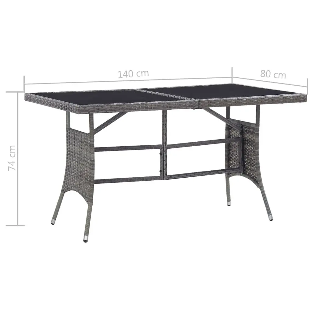 Grey Rattan Garden Table 140x80x74cm