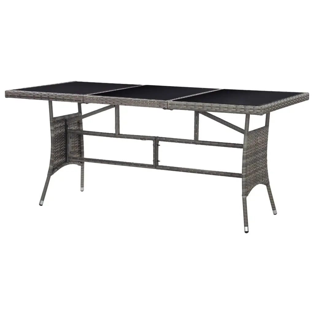 Garden Table Grey 170x80cm Glass Top Outdoor Patio Furniture Poly Rattan