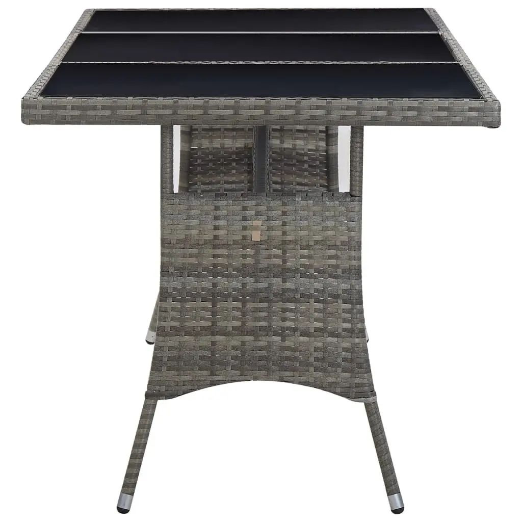 Garden Table Grey 170x80cm Glass Top Outdoor Patio Furniture Poly Rattan