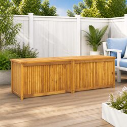 Garden Storage Box 175x50x55 cm Outdoor Chest with Lid Teak Wood Brown