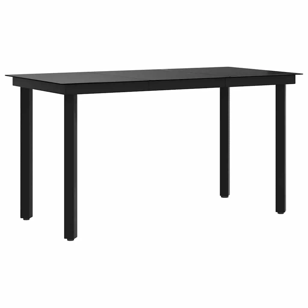 Garden Dining Table Black Outdoor Patio Furniture Steel Frame Glass Top 140x70cm