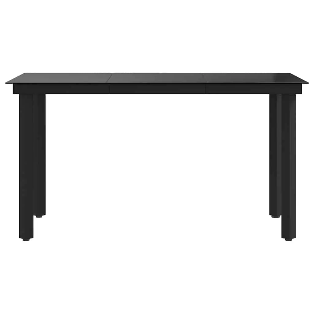 Garden Dining Table Black Outdoor Patio Furniture Steel Frame Glass Top 140x70cm