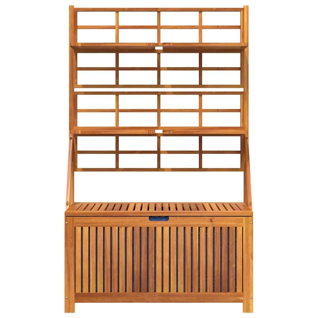 Outdoor Storage Box Brown Solid Wood Integrated Trellis Utility Shelves