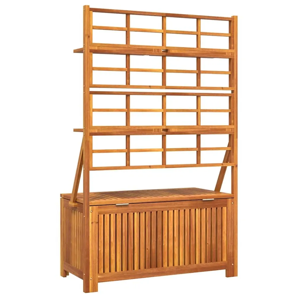 Outdoor Storage Box Brown Solid Wood Integrated Trellis Utility Shelves