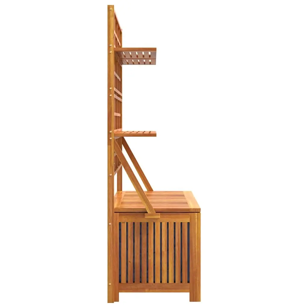 Outdoor Storage Box Brown Solid Wood Integrated Trellis Utility Shelves