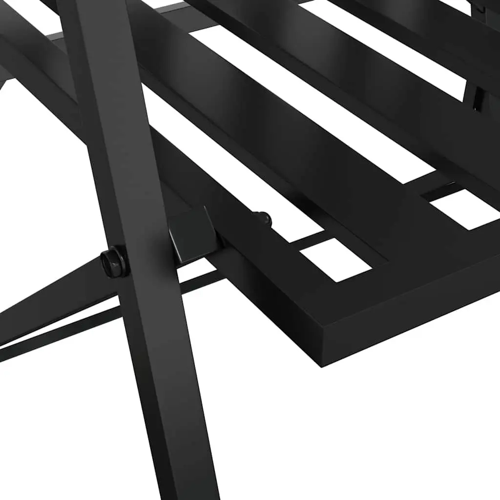 Folding Garden Bench Black 137cm Outdoor 2-Seater with Middle Table