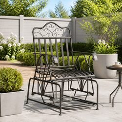 Efficient Black Steel Glider Bench, Perfect for Relaxation