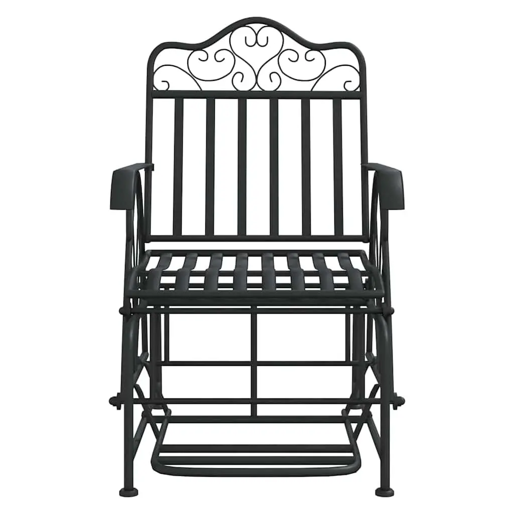 Outdoor Glider Bench Black 61cm Steel Rocking Chair Weather-Resistant with Armrests