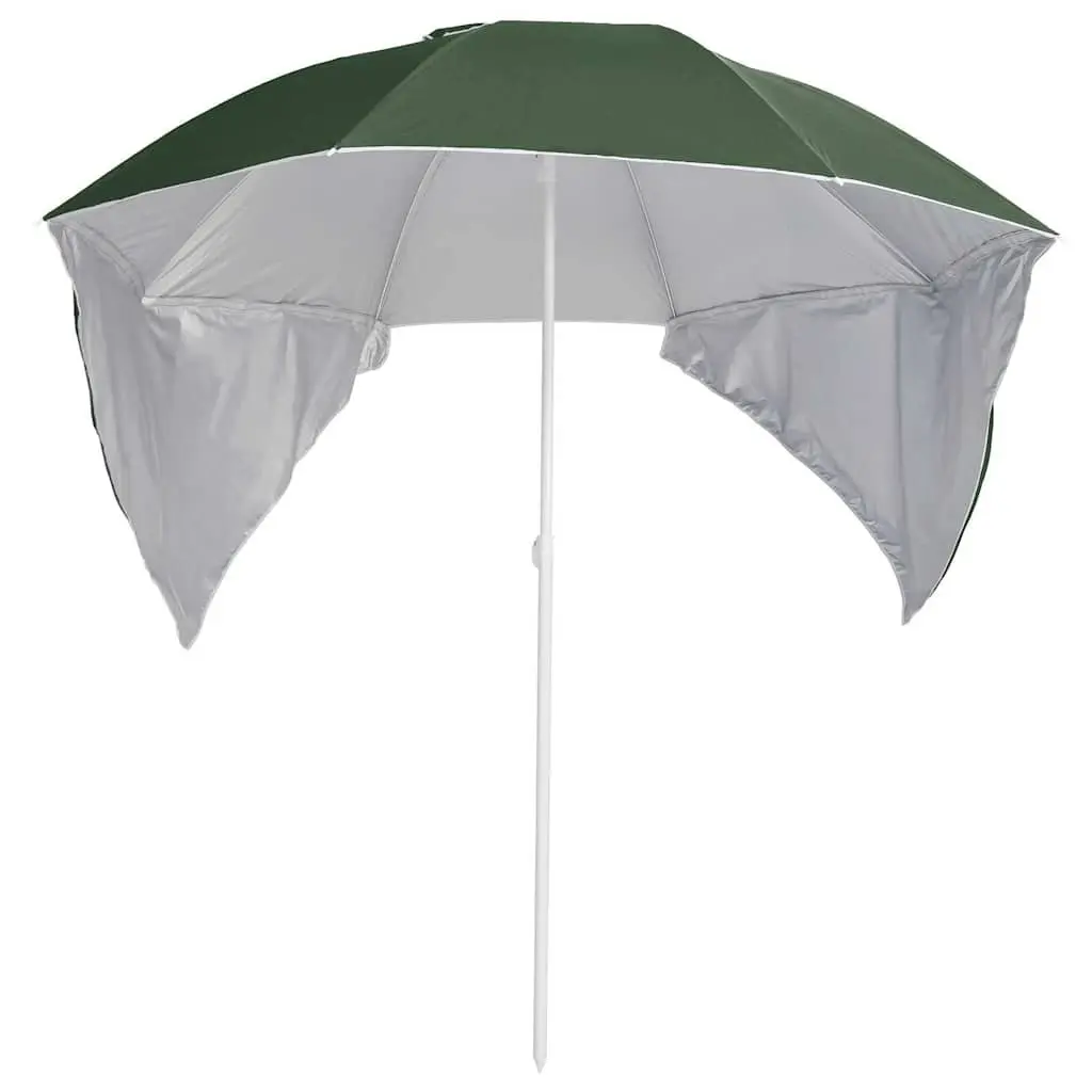 Beach Parasol Green 215cm Detachable Side Walls Outdoor Sun Shelter Garden Shade
