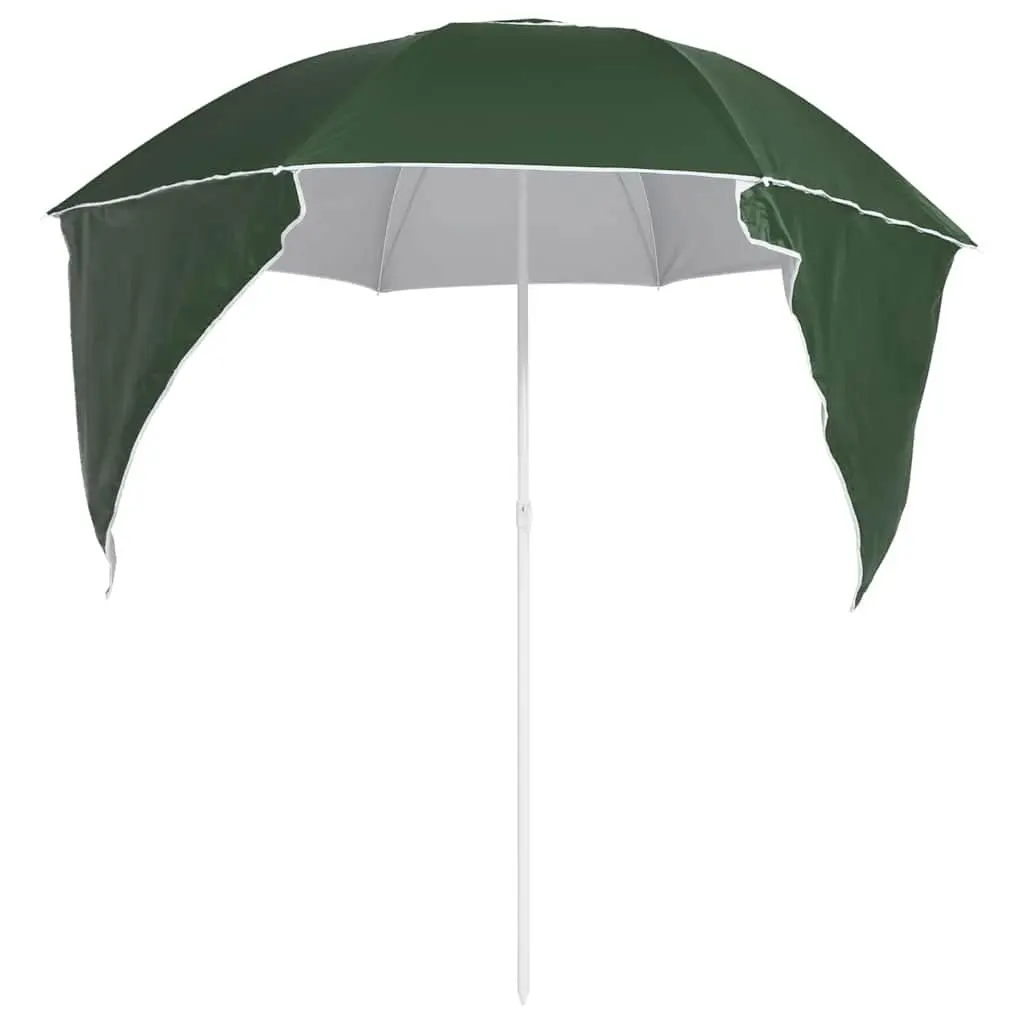 Beach Parasol Green 215cm Detachable Side Walls Outdoor Sun Shelter Garden Shade