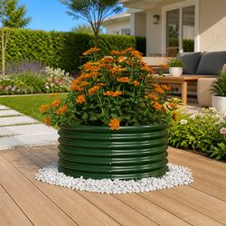 Garden Planter Raised Bed 80x80x36cm Green Outdoor Flower Pot Container