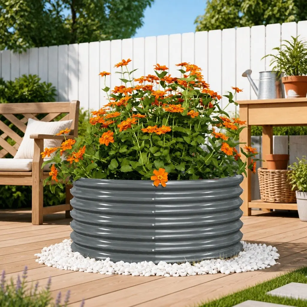 Garden Planter Galvanised Steel Anthracite 80 x 80 x 36 cm Sturdy Construction