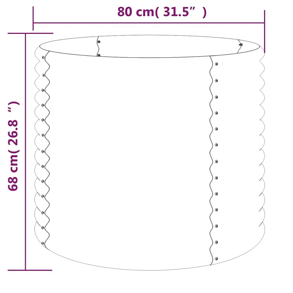 Garden Planter Grey 80x80x68cm Galvanised Steel Raised Bed Outdoor