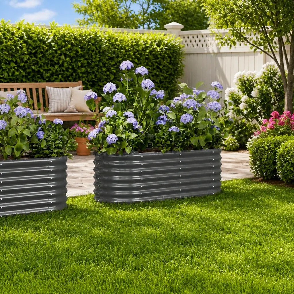 Garden Raised Bed Planter Box Galvanised Steel Outdoor Vegetable Flower Pot