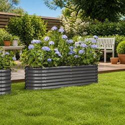 Concise Raised Garden Bed Planter Box in Steel