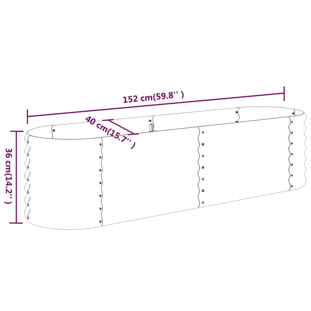 Garden Raised Bed Planter Box Anthracite 152x40x36cm Galvanised Steel Weather Resistant