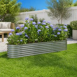 Efficient Silver Steel Raised Garden Bed for Easy Gardening