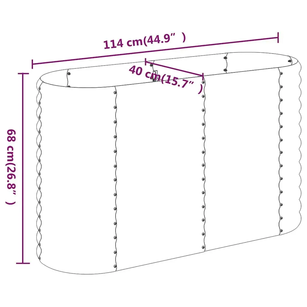 Garden Raised Bed Planter Box Grey 114x40x68cm Galvanised Steel Frame