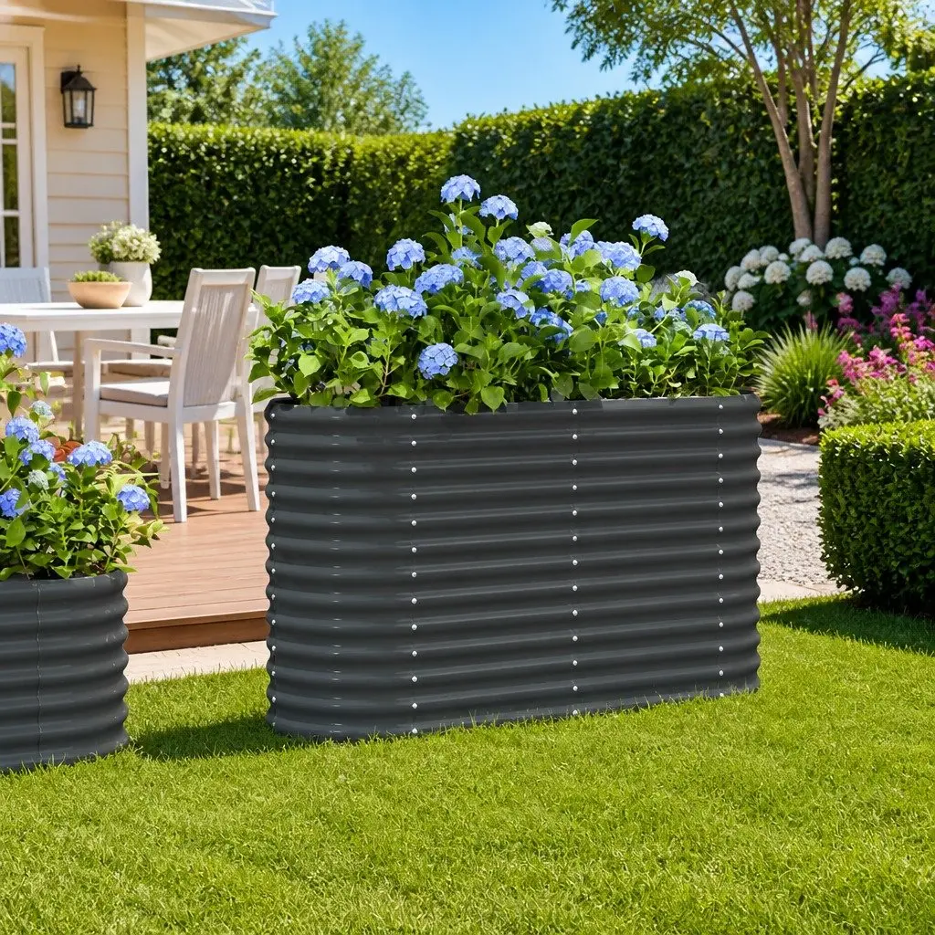 Garden Raised Bed Planter Box Anthracite 114 x 40 x 68 cm Sturdy Steel Frame