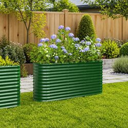 Compact Garden Raised Bed Planter with Steel Construction