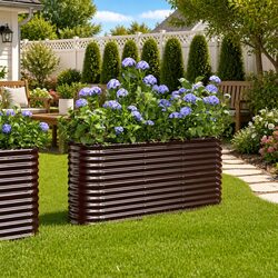 Garden Raised Bed Galvanised Steel Planter Outdoor Flower Vegetable Herbs Box