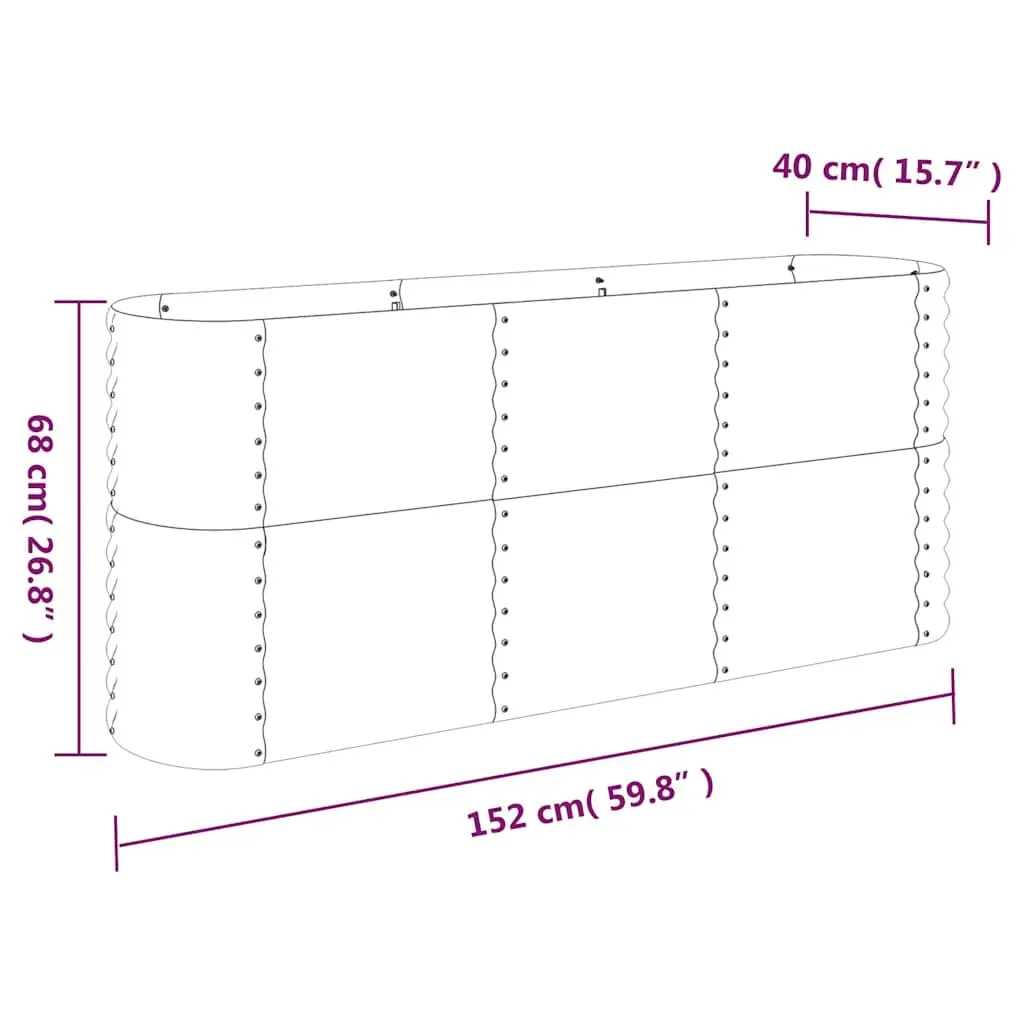 Raised Garden Bed Anthracite Steel Planter Box 152x40x68cm Durable Weather Resistant for Vegetables Flowers Herbs