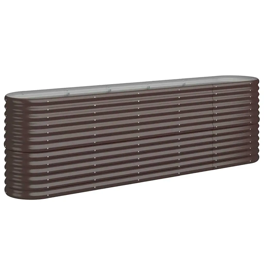 Raised Garden Bed Brown 224x40x68cm Galvanised Steel Durable Outdoor Planter Box