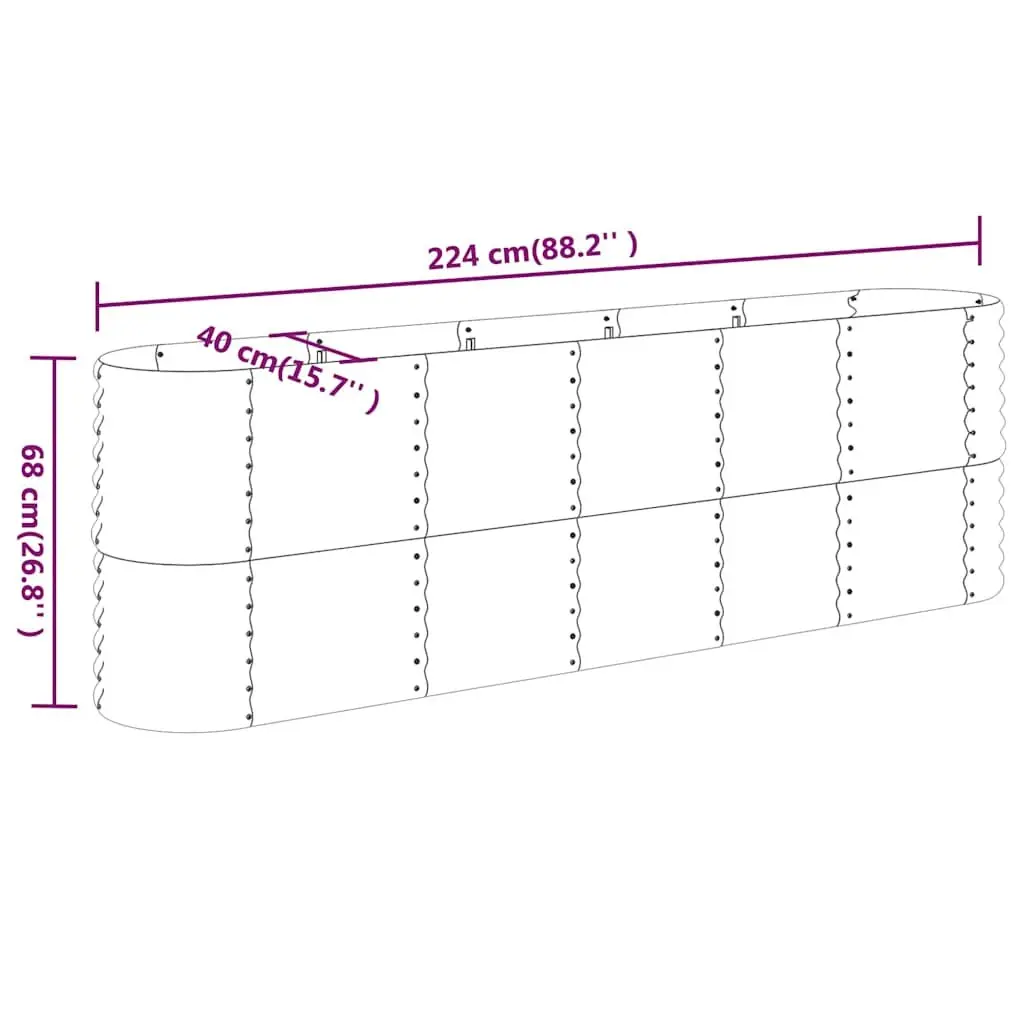 Raised Garden Bed Anthracite 224 x 40 x 68 cm Galvanised Steel Weather Resistant