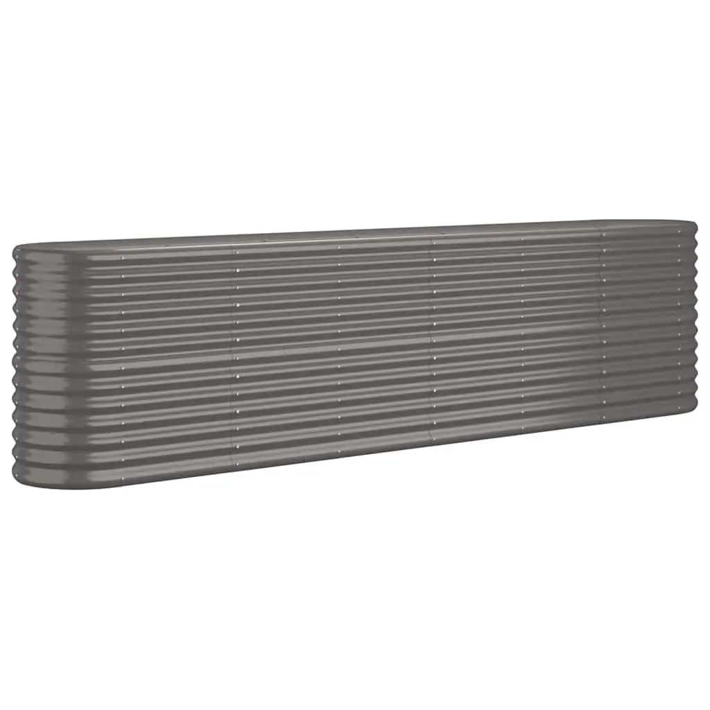 Garden Raised Bed Grey Galvanised Steel Frame Outdoor Planter Box 260 x 40 x 68 cm