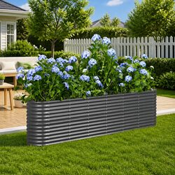 Compact Galvanised Steel Raised Bed for Outdoor Planting 260x40x68cm